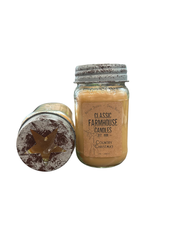 Country Christmas 14 oz Star Jar Candle