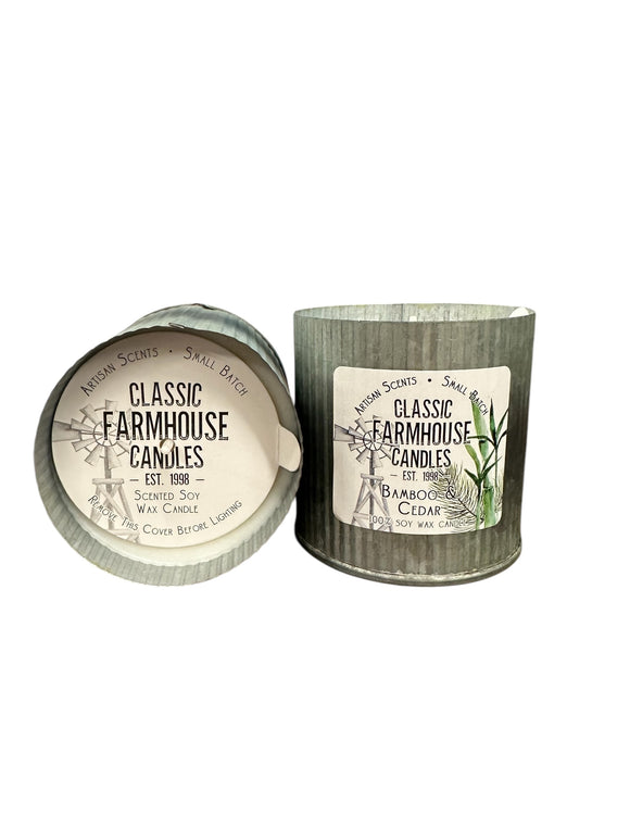 Bamboo & Cedar 12 oz Organic Tin Candle