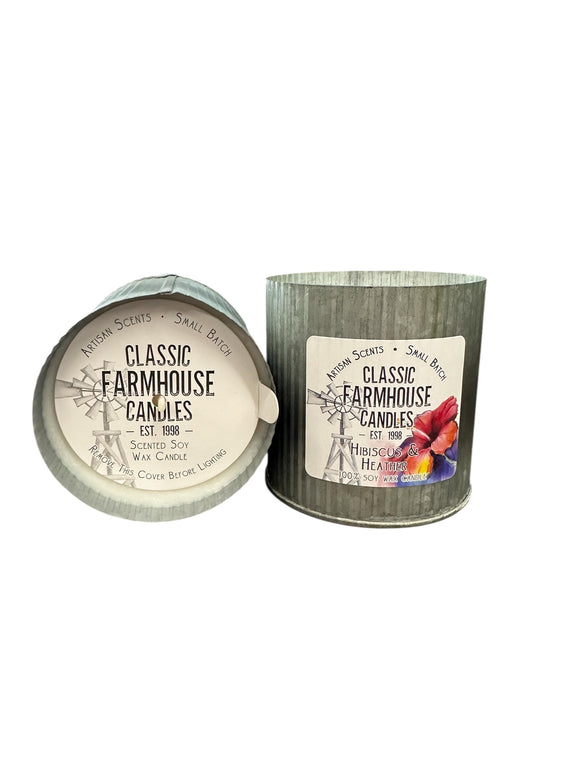 Hibiscus & Heather 12 oz Organic Tin Candle