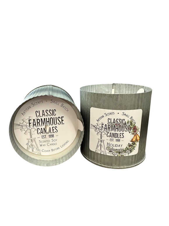 Holiday Garland 12 oz Organic Tin Candle