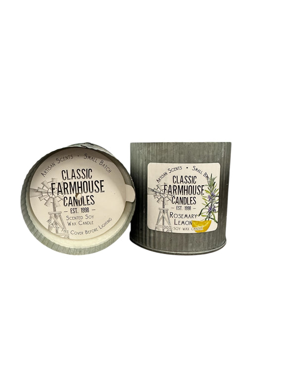 Rosemary Lemon 12 oz Organic Tin Candle