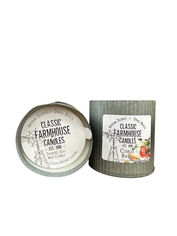 Citrus Basil 12 oz Organic Tin Candle