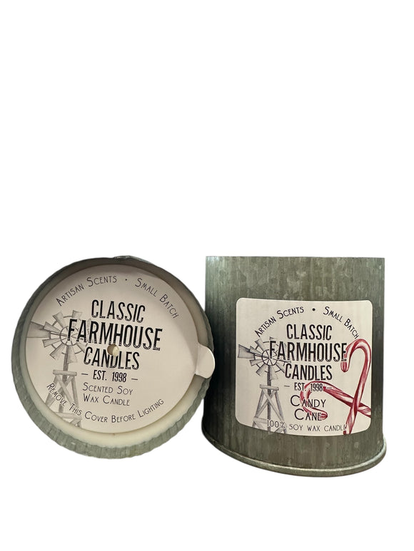 Candy Cane 12 oz Organic Tin Candle