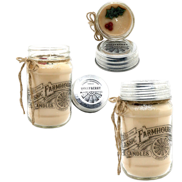 Hollyberry 14 oz Mason Jar Candle